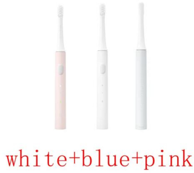 Xiaomi-오리지널 Mijia T100 Mi 스마트 전동 칫솔 부드러운 2 가지 속도 충전식 음파 구강 케어 존 알림, 10)blue pink white
