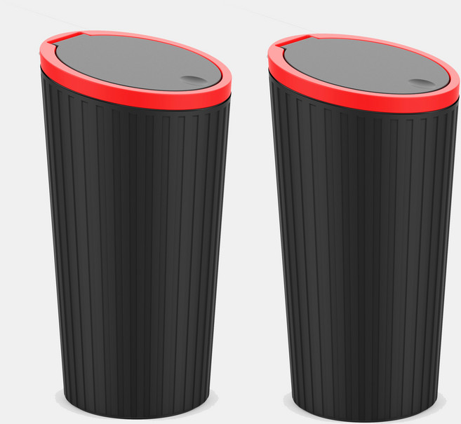 벤비아믹스 원터치 컵홀더 쓰레기통 2p 휴지통 도어 홀더 재떨이 차량용 자동차 사무실 책상 00766, 2개, 2번 블랙레드