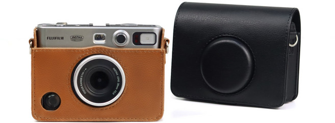 인스탁스 미니 에보 가죽 케이스 EVO 파우치 스트랩 +클리너, 브라운, 1개