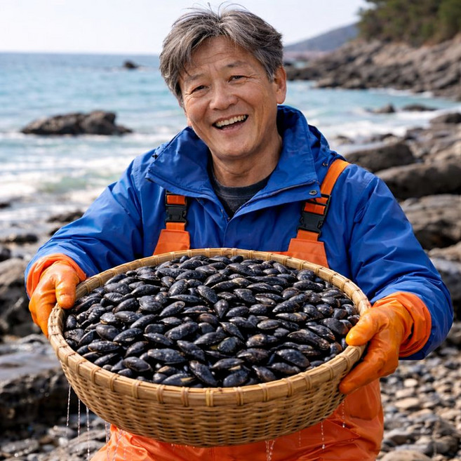 [산지직송] 국산 남해안 통영 손질 생물 당일채취 제철 홍합, 1개, 3kg