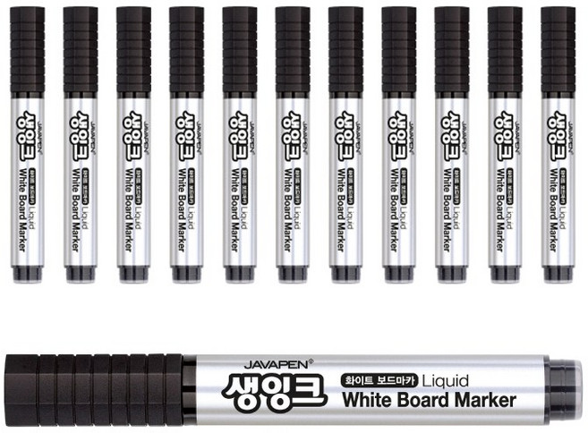 자바펜 생잉크 화이트 보드마카, 흑색, 12개