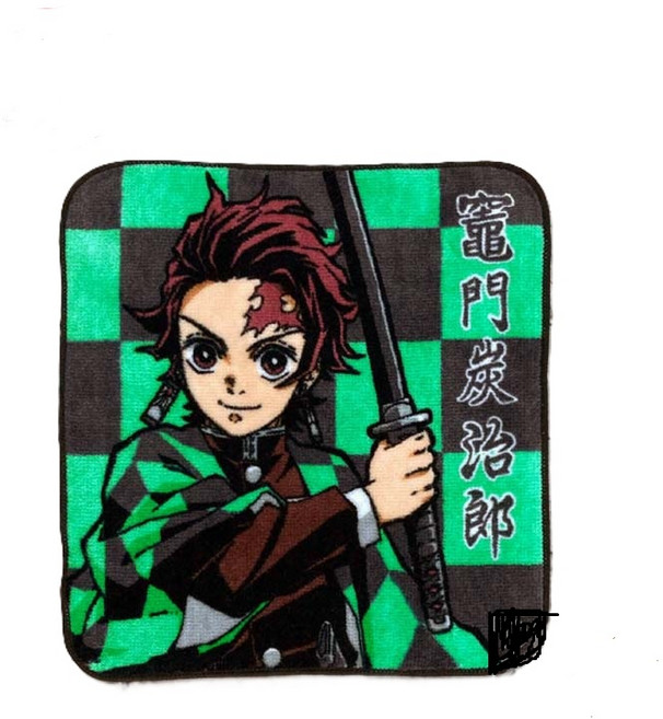 鬼滅之刃 純棉印花小方巾, 炭治郎(綠色), 1個