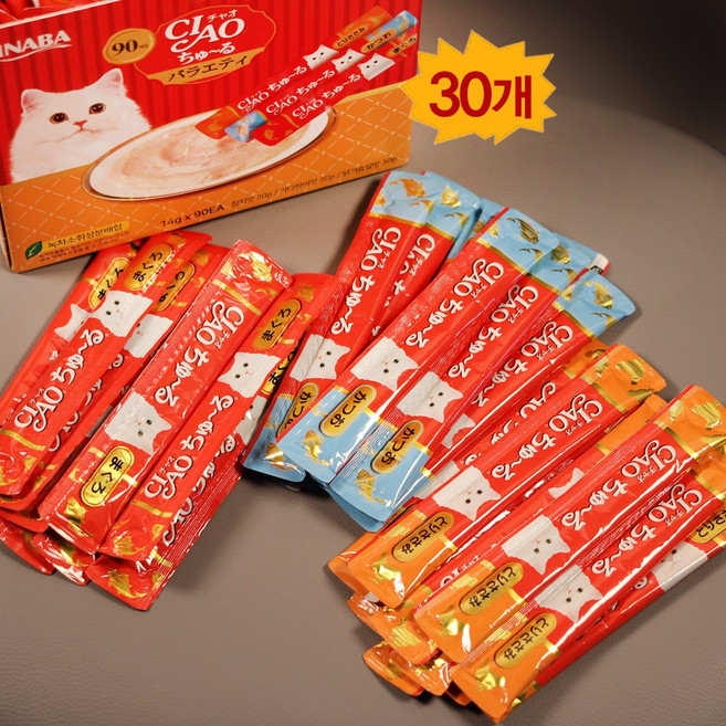 이나바 챠오츄르 고양이간식 14gX30개 코스트코, 420g, 1개, 혼합맛(참치,닭가슴살,가다랑어)