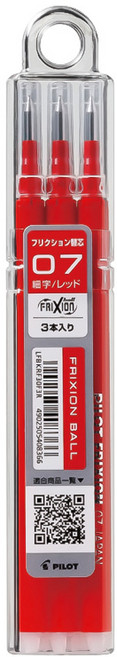 파이롯트 파이롯트 프릭션볼 노크 볼펜 리필심 3입 (LFBKRF30), F레드0.7