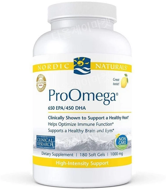 노르딕 내츄럴 프로오메가 Nordic Naturals ProOmega Lemon Flavor - 180 Soft Gels - 1280 mg, 180정, 1개 - 쿠팡