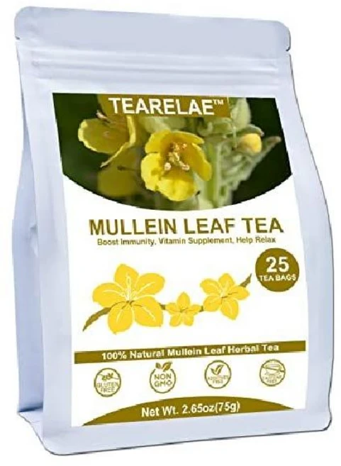 폐건강 호흡기 프리미엄 뮬레인 잎 티백 (3g X 25개) Non-GMO 디카페인 Mullein Tea, 75g, 1개, 25개 - 쿠팡