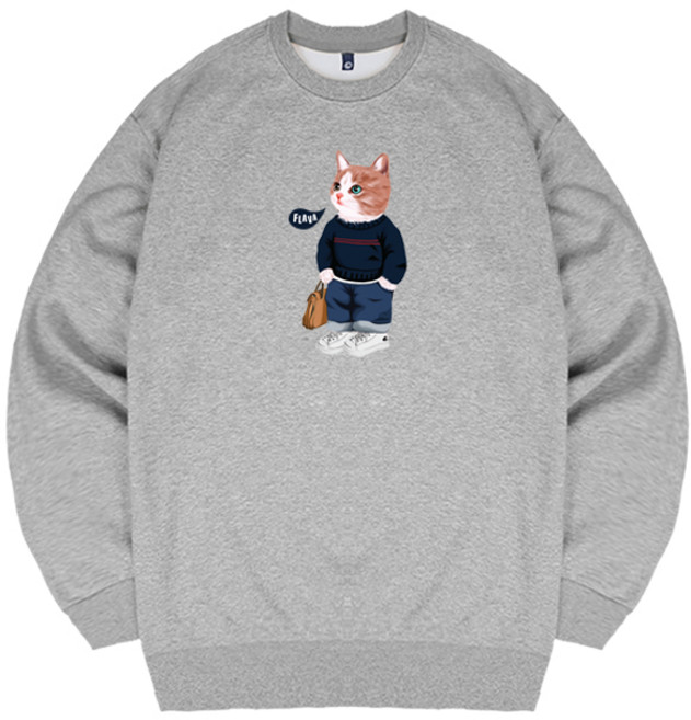 플라바 비지캣 기모 맨투맨 남자 여자 빅사이즈 스웨트셔츠