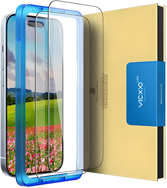 빅쏘 2.5CX 9H 고경도 아이폰 강화유리 휴대폰 액정보호필름 2매 + 부착가이드, 1세트