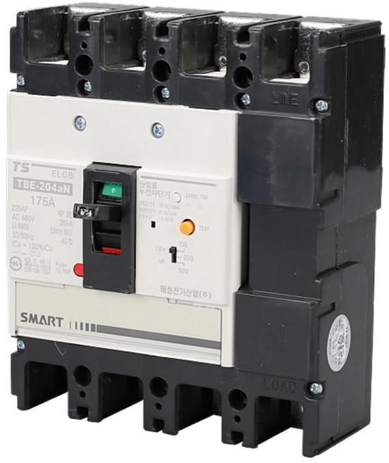 태성 누전차단기 산업용 TBE 204aN(TSE 204) 4P 175A 25KA 460V, 1개