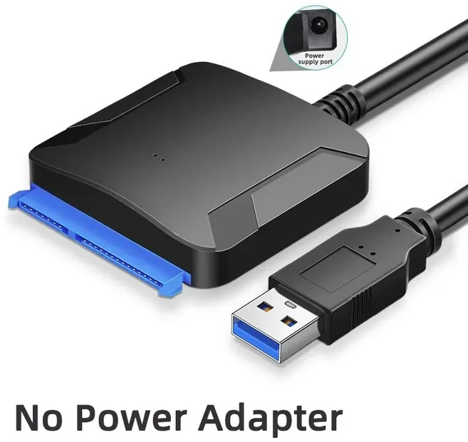 SATA-USB 3.0 케이블 USB-SATA 하드 드라이브 어댑터 컨버터 (2.5인치/3.5인치 SSD/HDD 디스크용 전원 포함, 02 Without Adapter