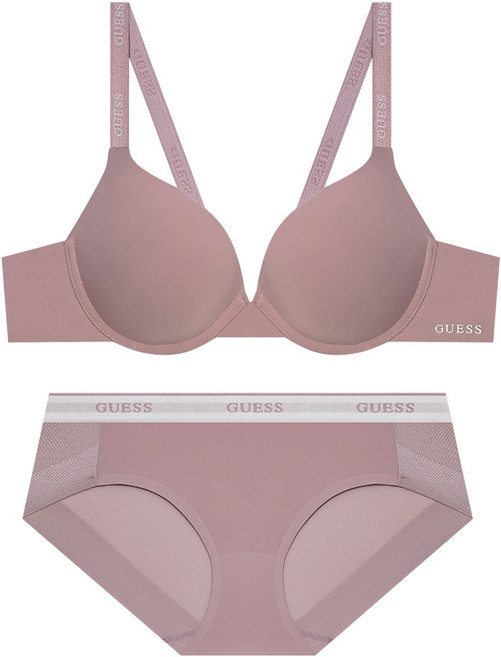 게스언더웨어 퓨징라인 풀컵 와이어 브라 팬티 세트 - 인디핑크