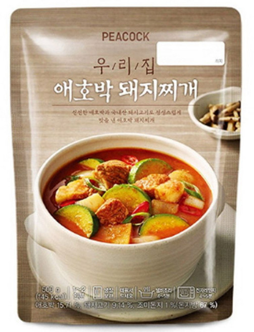 수입 그로서리 얼큰한 냉장 우리집 애호박돼지찌개 500g 수입식품 수입식재료, 1개