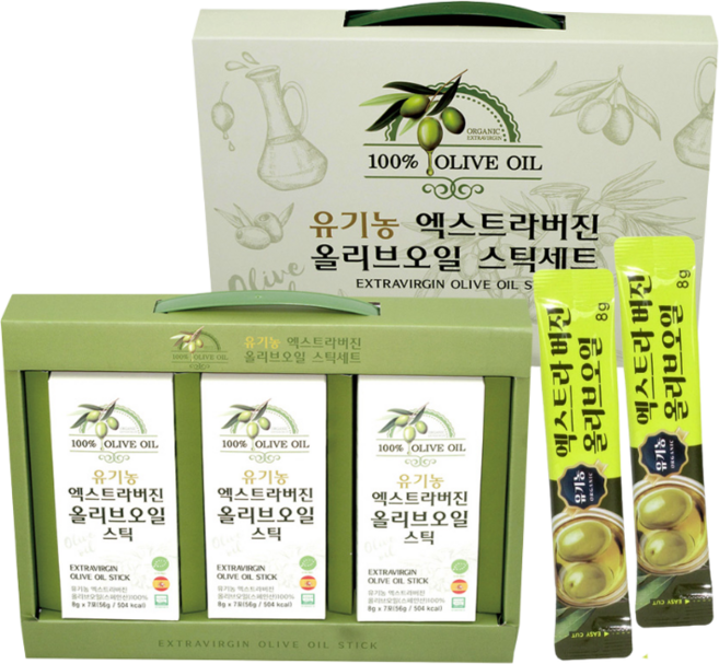 신선함 그대로! 유기농 엑스트라버진 올리브오일 스틱 8g 21p, 4개, 168g
