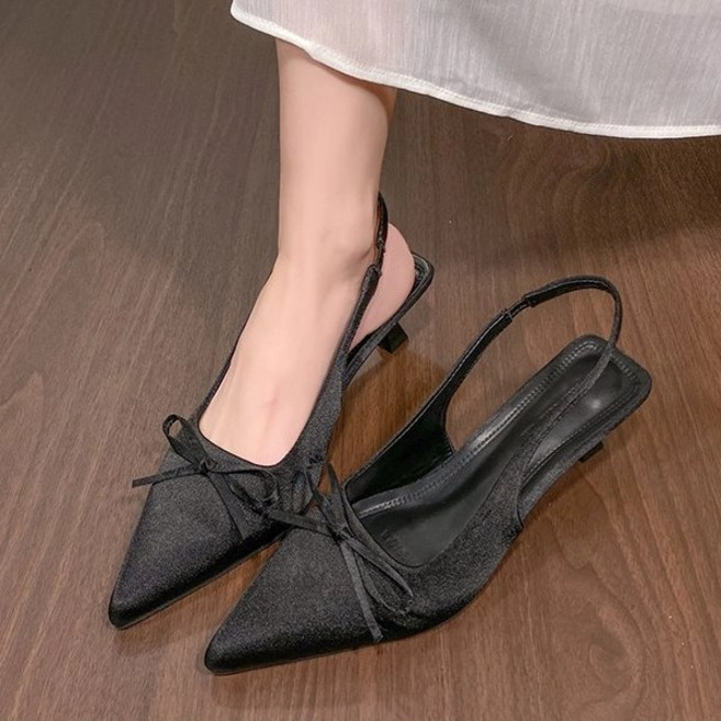 투니스 여성 스틸레토 리본 슬링백 하이힐 3cm