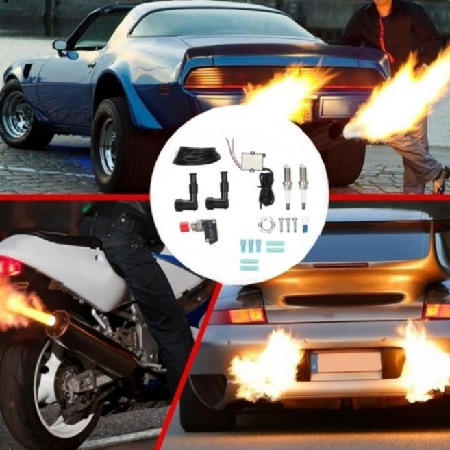 오토바이 트럭 배기 화염 세트 방사기 수정 액세서리 용 범용 이중 키트, 01 빠른