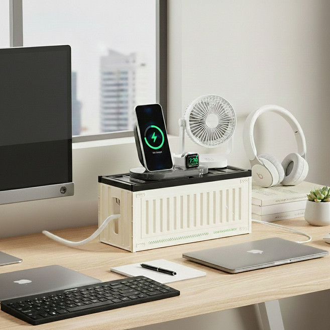 코핏 심플 멀티탭정리함 전선정리, 블랙, 1개