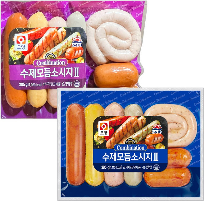 [현대프리마켓] 사조오양 수제 모듬 소시지 385g x 2종 (냉동 1팩+냉장 1팩), 1세트, 770g