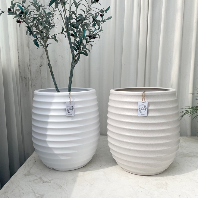 밍이네가든 플라스틱 대형 화분 웨이브 볼륨, 화이트, 1개