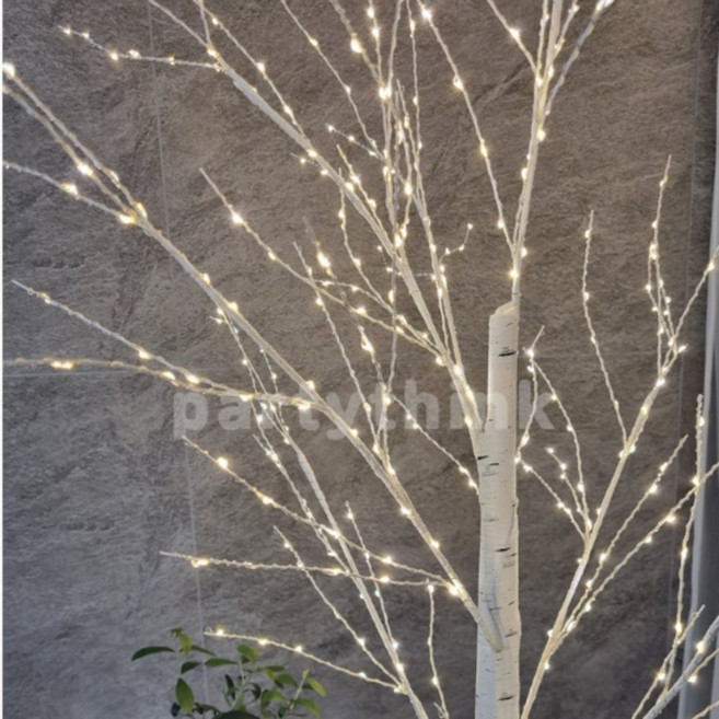 자작나무 크리스마스트리 LED 조명 장식 실내 파티 무드등, 1개, 봄이네가게 LED자작나무 180cm+화이트트리커버