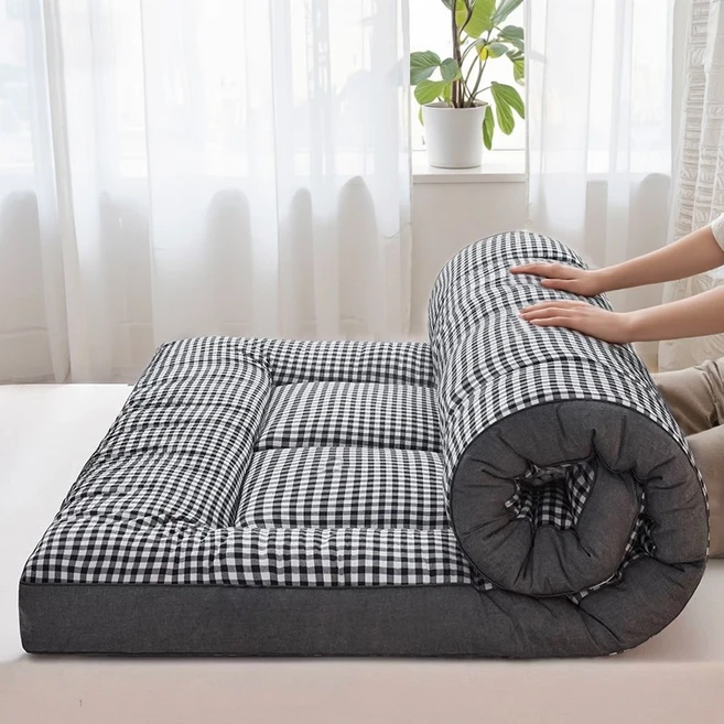 사계절 토퍼 매트리스 10cm 두꺼운 미끄럼 방지 바닥 요매트, 다크 그레이 - 쿠팡