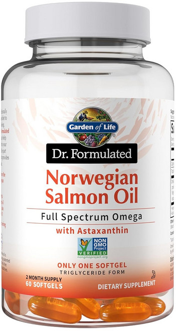 Garden of Life 挪威鮭魚油全譜Omega-3蝦紅素軟膠囊, 1個, 60錠