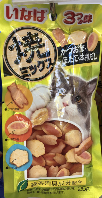 이나바야끼믹스 가다랑어 가리비정어리 반려묘사료25g, 혼합맛(가다랑어포/가리비/정어리스프), 25g, 1개