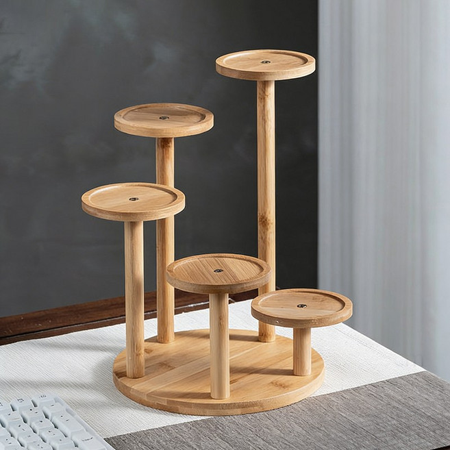 화분선반 대목 질화분진열대 5단, 원목색