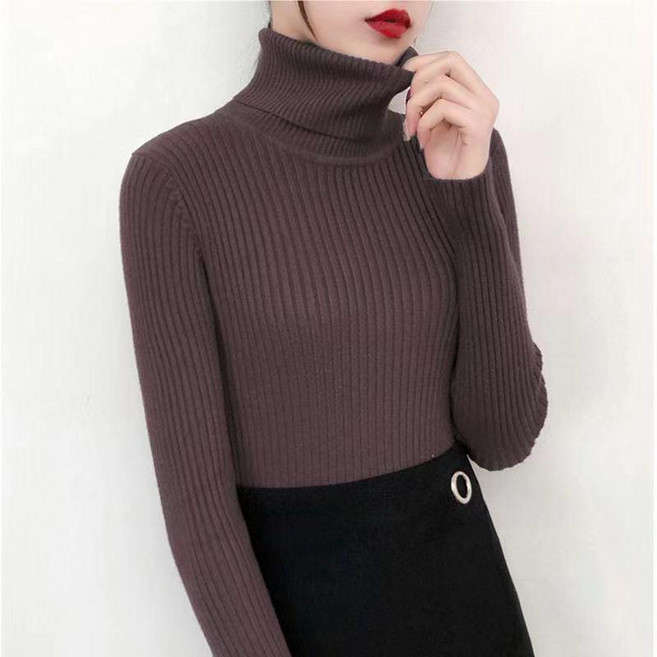 good 毛衣女2023秋冬百搭內搭修身顯瘦上衣黑色針織打底衫洋氣時尚