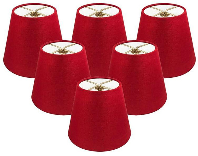 Royal Designs Inc. 클립 온 샹들리에 쉐이드 CS-1103-6RED-6 레드 패브릭 10.2 x 15.2 x 14.4cm(4 x 6 x 5.5, Royal Designs, Inc. 클립 온 샹들리에