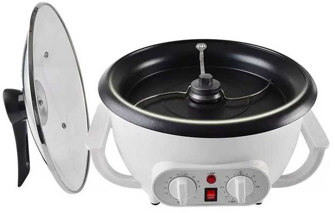 깨볶는기계 커피 원두 자동 로스팅기계 볶음기 볶음솥 깨 곡물 땅콩 가정용 머신 전동, 220V 온도 및 시간 조절용 단일 교반 막대, 220V 온도 및 시간 조절용 단일 교반 막대