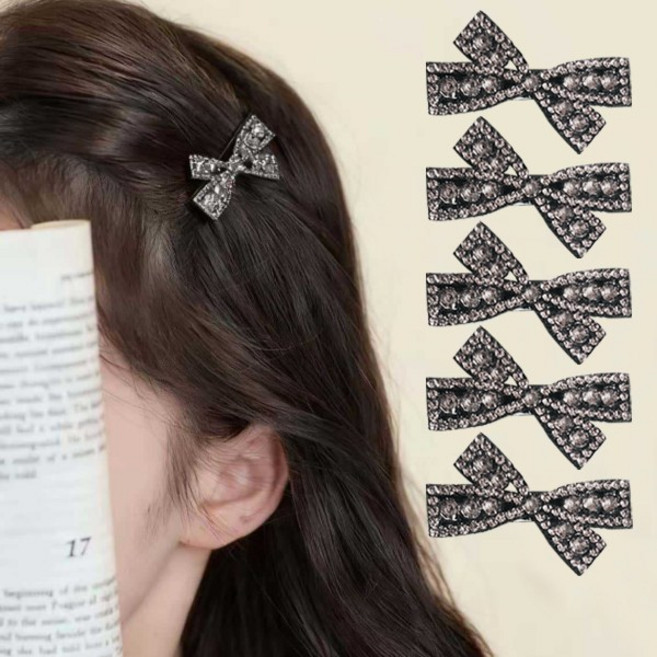 라일리 5개세트 큐빅 리본 미니집게핀 옆머리핀