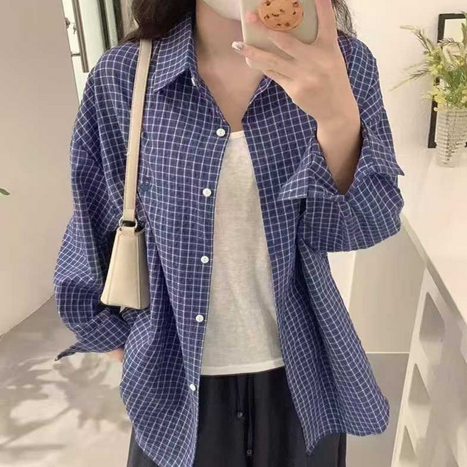 이서어패럴 여성용 루즈핏미란다체크셔츠1186