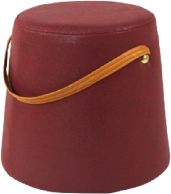 Houndstooth Pattern Cylindrical Stool with Handle, 深紅色(超取限一張), 1件