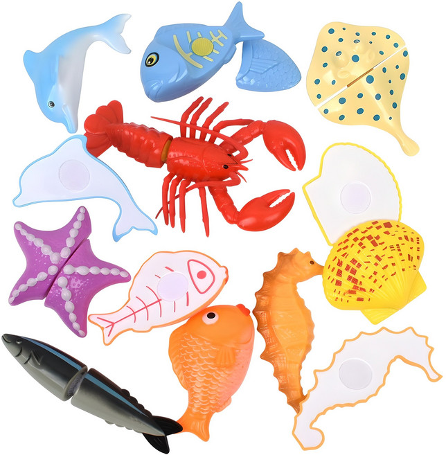 해산물 썰기 소꿉놀이 9종 세트, 혼합색상, 1세트