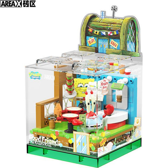 AREAX 스폰지밥 블록 인테리어 네모바지 레스토랑, 크랩버거 킹 A, 1개