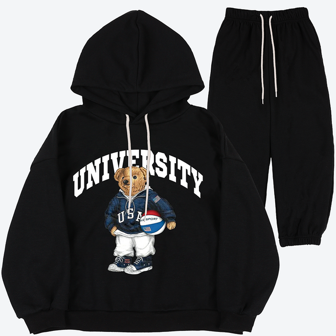 마고주니어 오버핏 농구곰 주니어 후드티 상하복세트 국내생산 아동 키 120 130 140 150 160