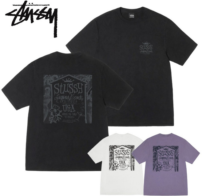 스투시 반팔 비치하우스 티 STUSSY BEACH HOUSE TEE 피그먼트 티셔츠