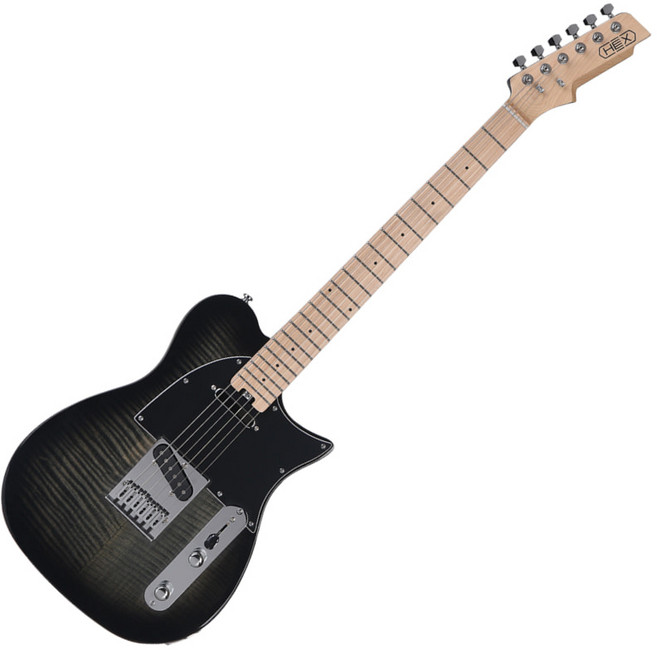 HEX 헥스 플레임 메이플탑 텔레캐스터 일렉/전자기타 T200 블랙, 1개