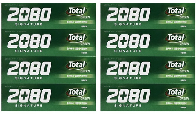 2080 시그니처 토탈 그린 치약 4입, 125g, 2개