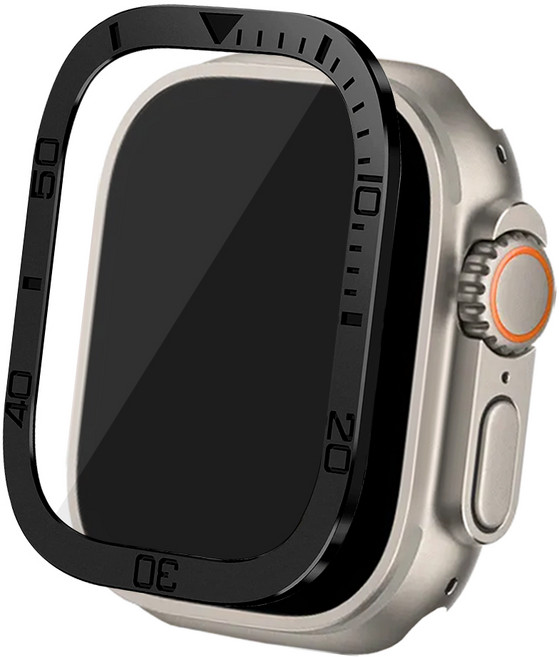 더조은셀러 인서트 강화유리 메탈 베젤링 애플워치 울트라 호환, 블랙