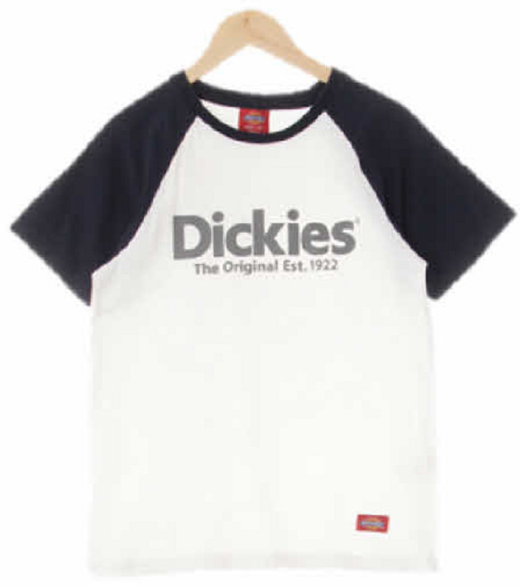 8137 디키즈 화이트네이비 프린팅 면 빅텍스트투톤나그랑반팔티 [S]