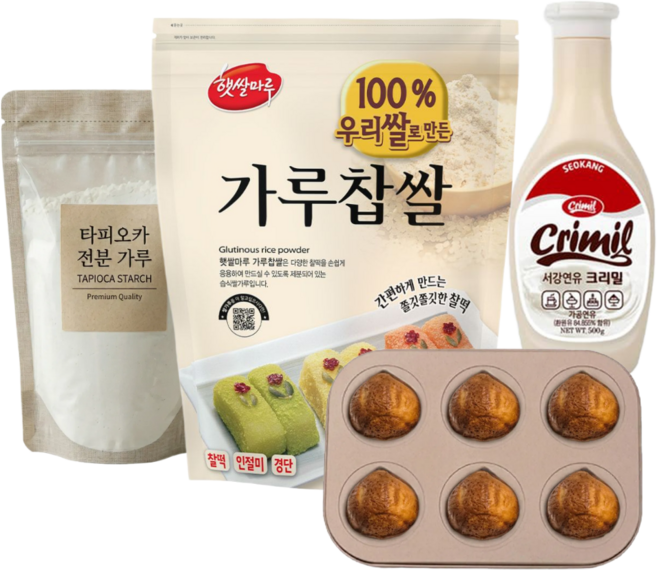 오브쿠킹 버터떡 만들기 풀키트 밤틀 포함 70개 완성 재료, 1세트, 2.1kg