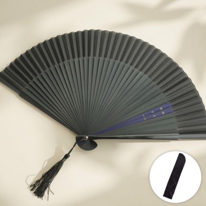 제이엠투 심플 블랙부채 고급스러운 접이식부채 외국인선물, 1개, 시원한 블랙