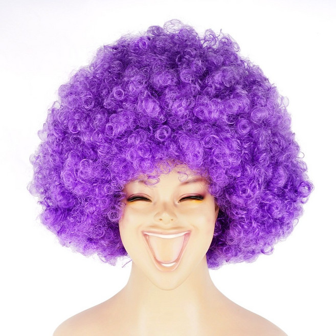 파티짱 점보 뽀글이 폭탄 파마 가발, 보라, 1개
