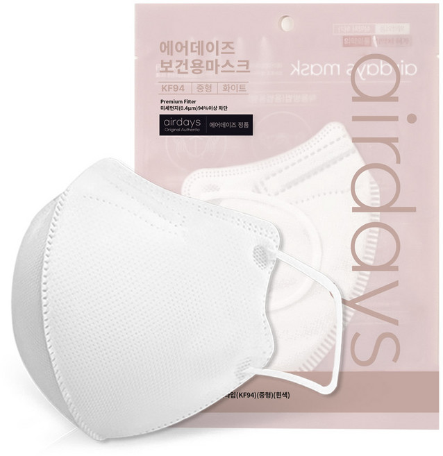 에어데이즈 KF94 새부리형 보건용 마스크 중형, 화이트, 5개, 10매