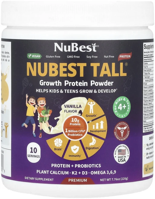 몸관리하세요 겨울입니다 NuBest Nubest Tall® 성장 단백질 분말 어린이 및 만 4세 이상 청소년용 바닐라 220g(7.76oz) 특별관리진행, NuBestNubestTall성장단백질분말어린이및만4세, 220g, 1개 - 쿠팡