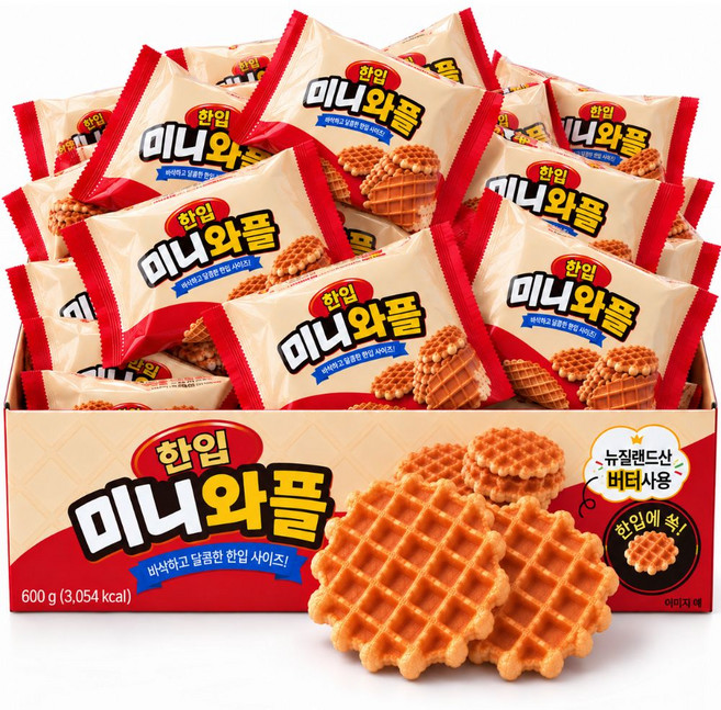 다파니 한입 버터 와플 과자 대용량 개별포장 50개입, 1박스, 600g