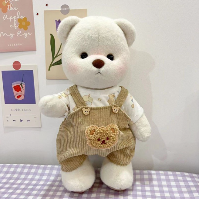 곰 인형 30cm 아기 곰 곰돌이인형 애착인형 관절인형 옷세트, 브라운멜빵, 1개