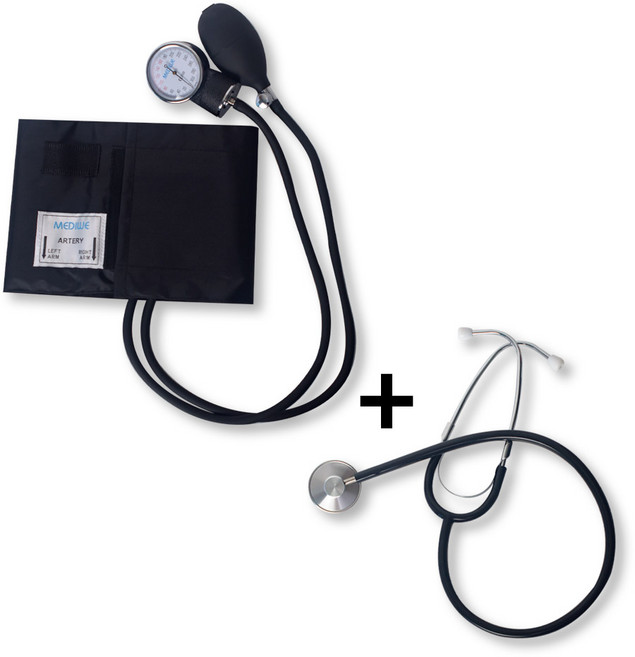 (의료기기) 메디위 수동 메타 아네로이드 혈압계 WEBP-7575 + 단면청진기 WES-30A 전문가용 실습용, 1세트, 상세 설명 참조