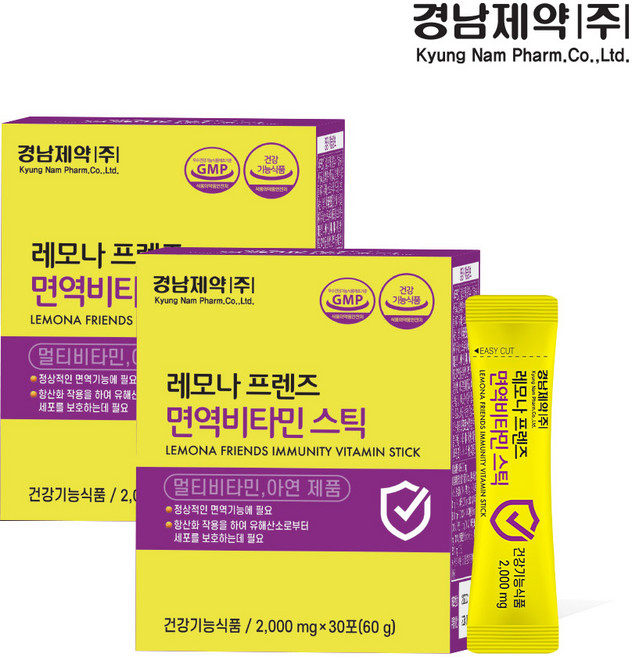 경남제약 레모나프렌즈 면역비타민 스틱 아연, 60개, 2g